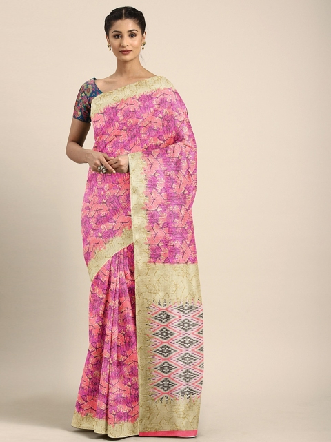 

KALINI Pink Printed Malgudi Silk Blend Saree