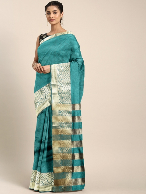 

KALINI Blue Silk Blend Woven Design Kanjeevaram Saree