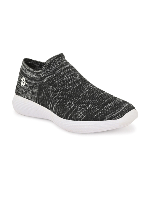 

Provogue Men Black Woven Design Mesh Mid-Top Slip-On Sneakers