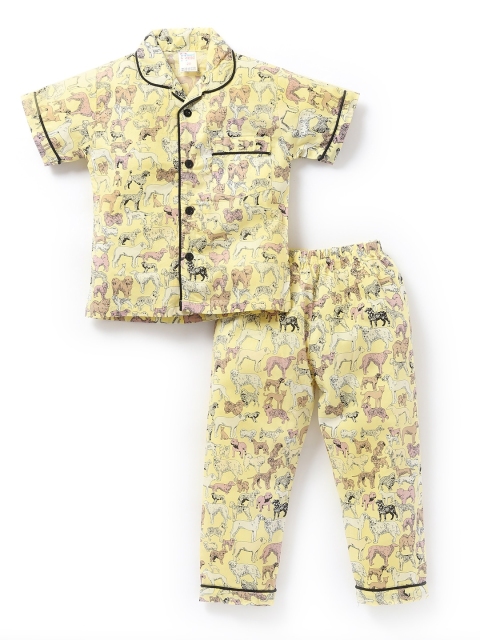 

NAUTI KIDZ Boys Yellow Printed Night suit
