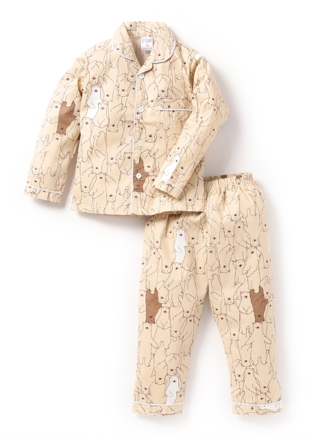 

NAUTI KIDZ Boys Beige & Brown Printed Night suit