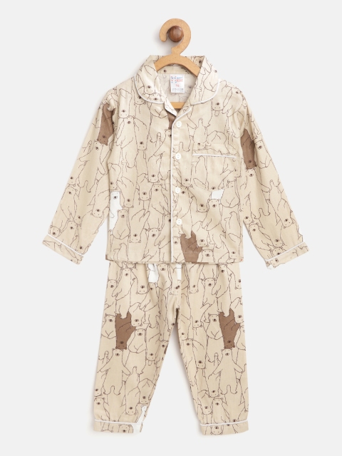 

NAUTI KIDZ Boys Beige & Brown Printed Night Suit