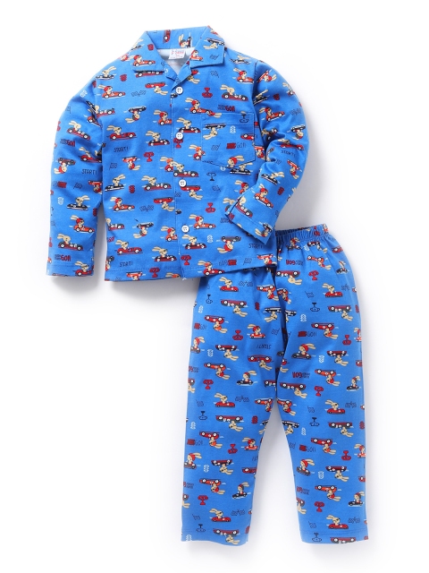 

NAUTI KIDZ Boys Blue Printed Night suit