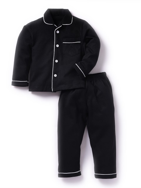 

NAUTI KIDZ Boys Black Solid Night suit