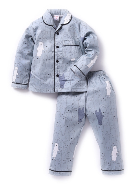 

NAUTI KIDZ Boys Grey Printed Night suit