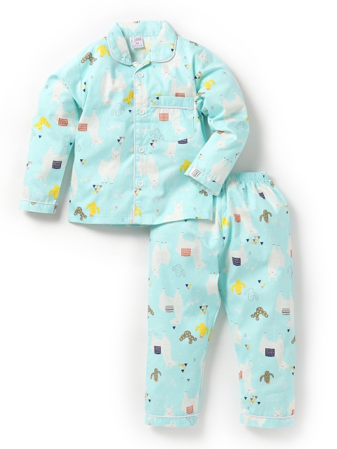 

NAUTI KIDZ Boys Blue Printed Night suit