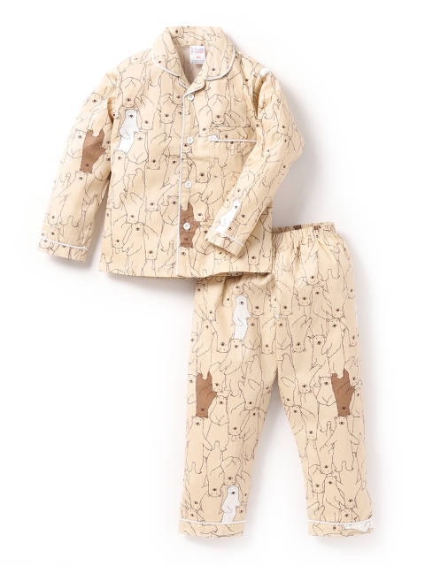

NAUTI KIDZ Boys Brown Printed Night suit
