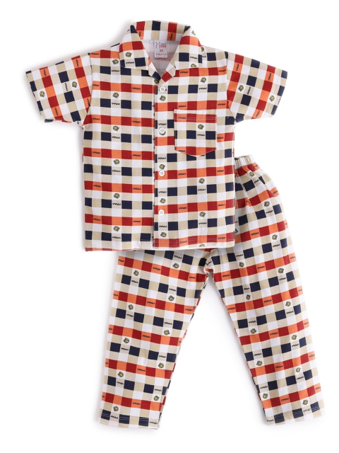 

NAUTI KIDZ Boys Multicoloured Checked Night suit, Multi