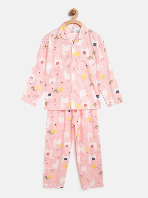 

NAUTI KIDZ Boys Pink & White Llama Print Night Suit