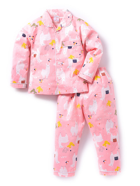 

NAUTI KIDZ Boys Pink Printed Night suit