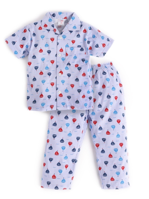 

NAUTI KIDZ Boys Blue Printed Night suit