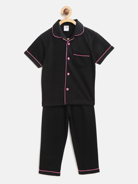 

NAUTI KIDZ Boys Black Solid Night Suit