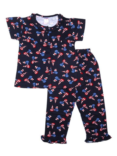 

NAUTI KIDZ Girls Blue Printed Night suit