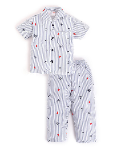

NAUTI KIDZ Boys White Printed Night suit