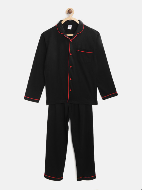 

NAUTI KIDZ Boys Black Solid Night Suit