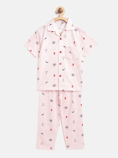 

NAUTI KIDZ Boys Pink & White Printed Night suit