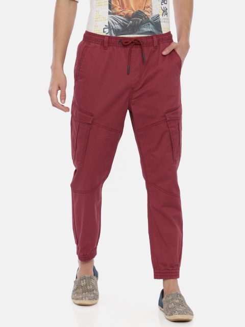 

Breakbounce Men Red Slim Fit Solid Cargos