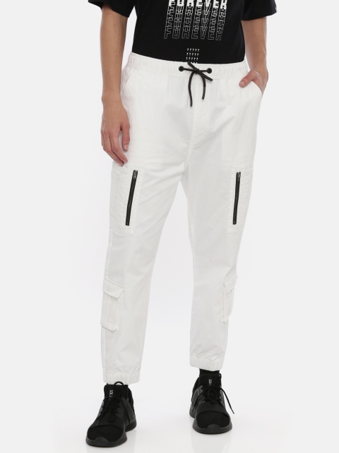 

Breakbounce Men White Slim Fit Solid Cargos