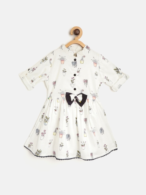 

Bella Moda Girls White & Navy Conversational Print A-Line Dress