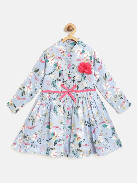 

Bella Moda Girls Blue & Pink Floral Print A-Line Dress