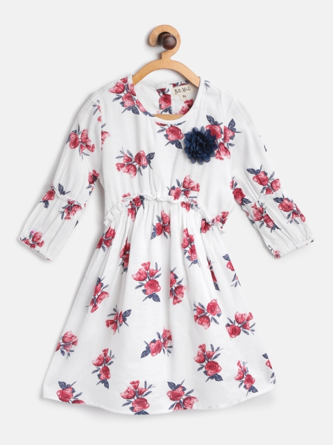 

Bella Moda Girls White & Red Floral Print A-Line Dress