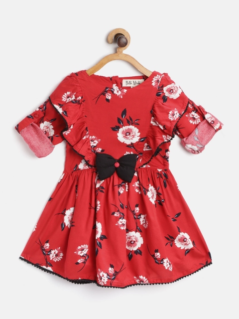 

Bella Moda Girls Red & White Floral Print A-Line Dress