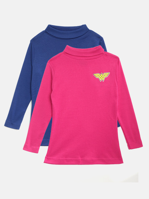 

Eteenz Girls Pack of 2 Assorted Solid Turtle Neck T-shirts