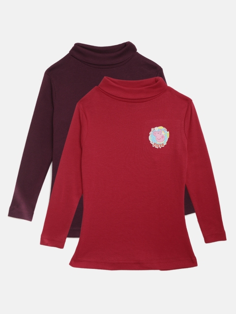 

Eteenz Girls Pack of 2 Assorted Solid Turtle Neck T-shirts