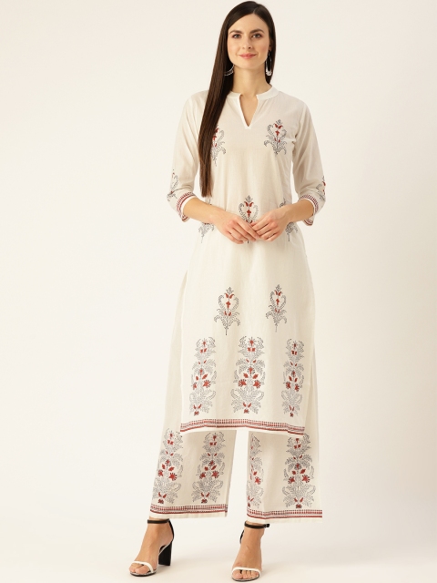 

Nayo Women White & Black Printed Kurta with Palazzos