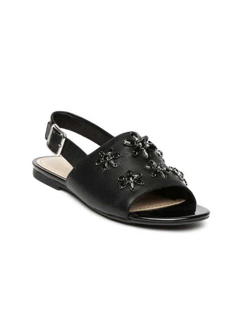 

Clarks Women Black Embellished Leather Flats