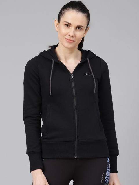 

Alcis Women Black Solid Hooded Sporty Jacket
