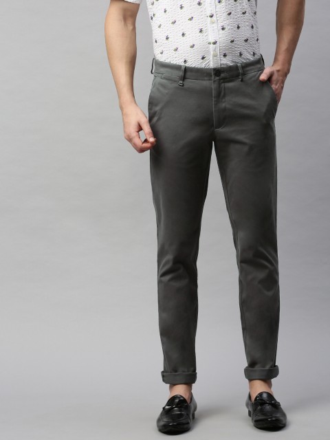 

Van Heusen Men Grey Slim Fit Solid Regular Trousers