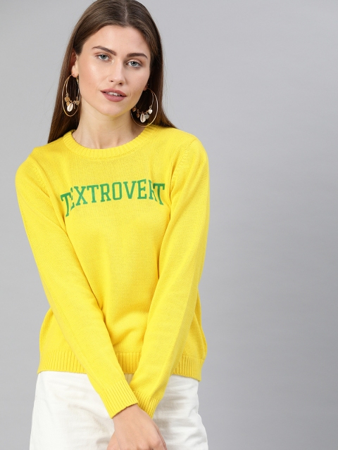 

ONLY Women Yellow Printed Pullover Sweater