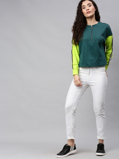 

ONLY Women Green Pure Cotton Solid Sweatshirt