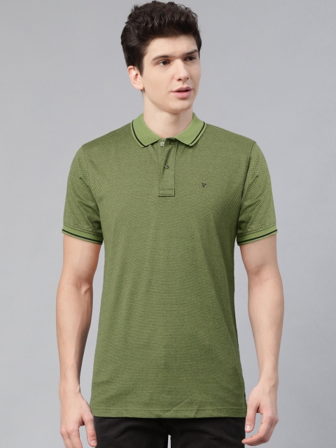 

Van Heusen Sport Men Green & Black Self Design Polo Collar T-shirt
