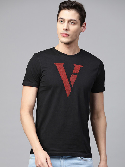 

Van Heusen Sport Men Black Brand Logo Printed Round Neck T-shirt