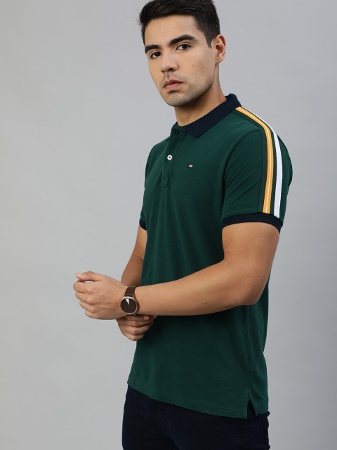 

Arrow Sport Men Teal Green Solid Polo Collar Pure Cotton T-shirt
