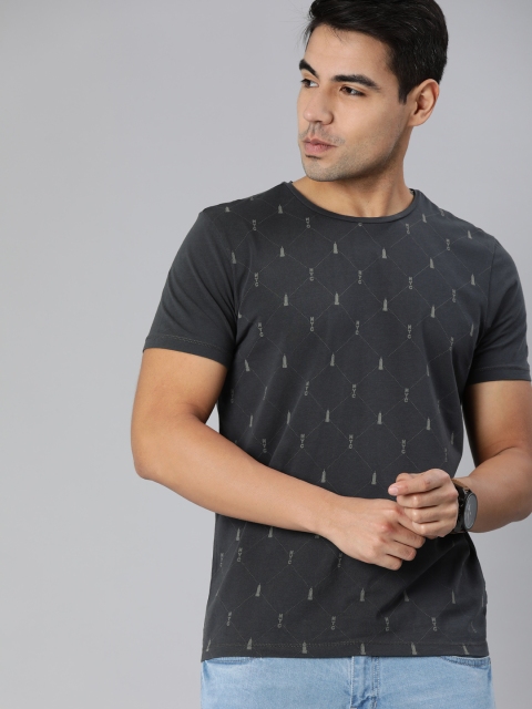 

Arrow New York Men Charcoal Grey Printed Round Neck T-shirt