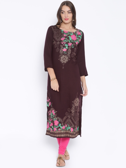 

Vishudh Burgundy Printed Kurta
