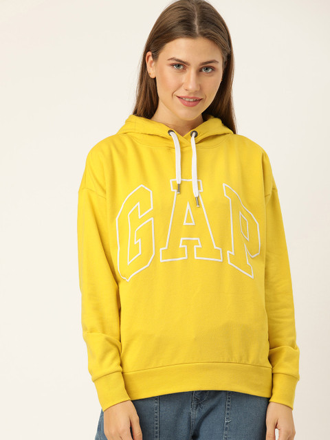 

GAP Women Yellow & White Printed Hooded Sweatshirt