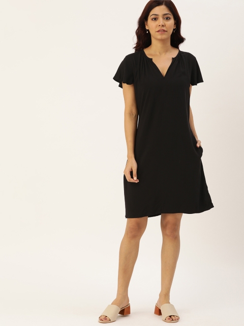 

GAP Women Black Solid A-Line Dress