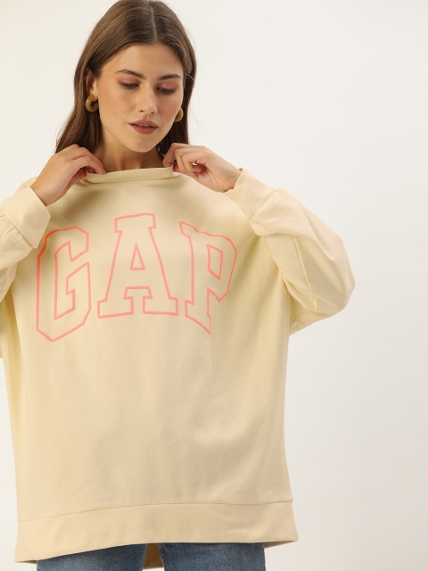 

GAP Women Off-White Printed Longline Sweatshirt