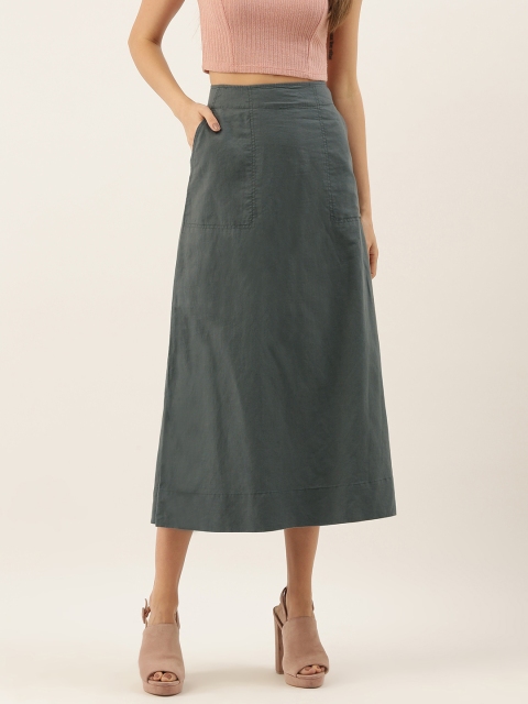

GAP Women Green Solid A-Line Skirt