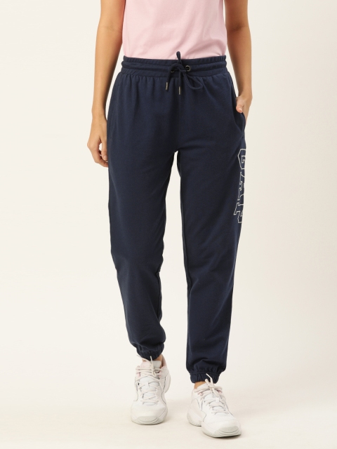 

GAP Women Navy Blue Solid Regular Fit Joggers with Embroidered Detail