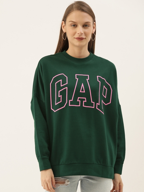 

GAP Women Green Printed Sweatshirt