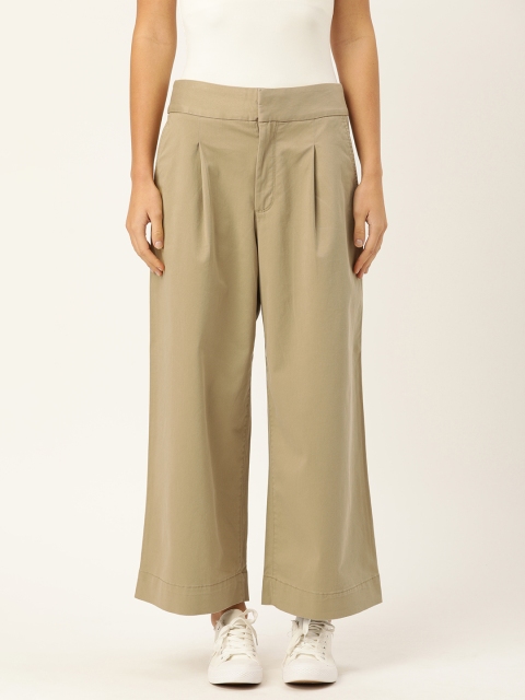 

GAP Women Khaki Flared Solid Parallel Trousers
