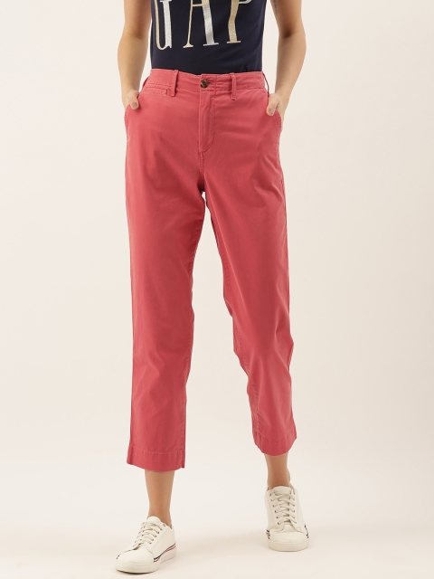 

GAP Women Red Straight Fit Solid Regular Trousers