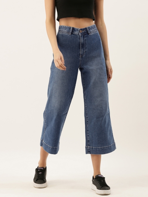 

GAP Women Blue Wide Leg Mid-Rise Clean Look Jeans