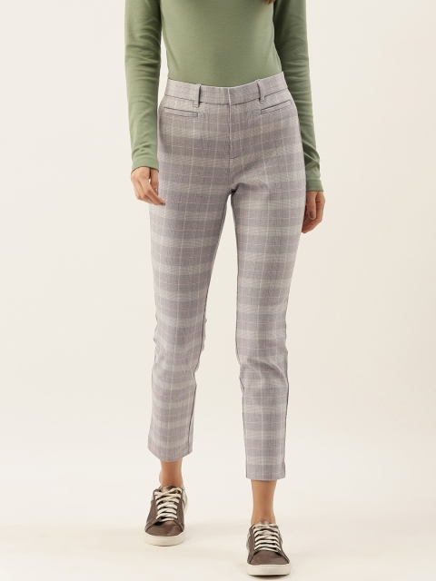 

GAP Women Grey Skinny Fit Checked Regular Trousers