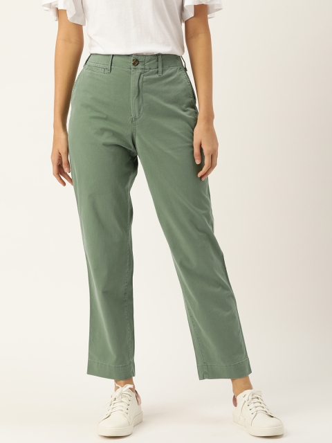 

GAP Women Olive Green Straight Fit Solid Cropped Chinos